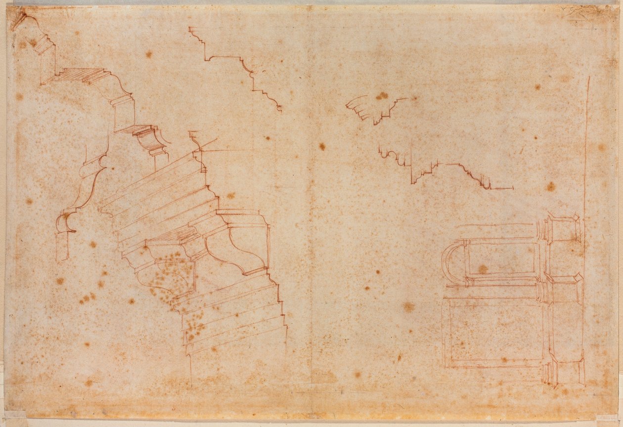 Studier af romerske monumenter, 16. århundrede (tegning) af Michelangelo Buonarroti