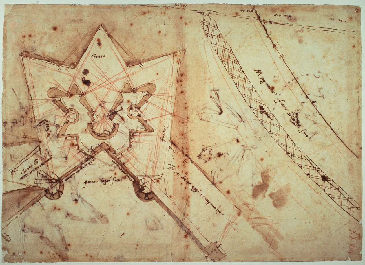Undersøgelser af bolværket ved porten til All Saints Meadow af Michelangelo Buonarroti