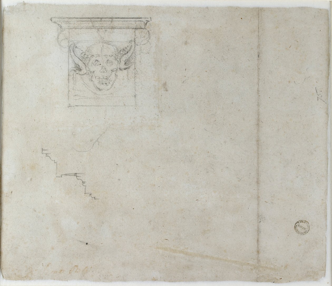 Studier af arkitektoniske detaljer og en grotesk maske, c1490-1560 af Michelangelo Buonarroti