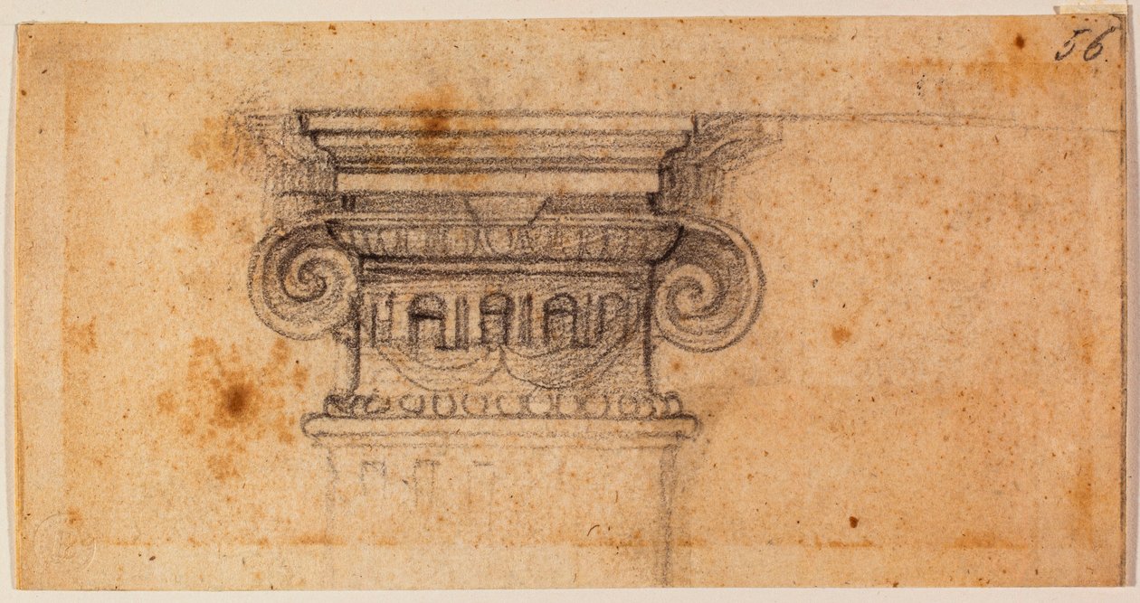 Studie til en siddende figur, 16. århundrede (tegning) af Michelangelo Buonarroti