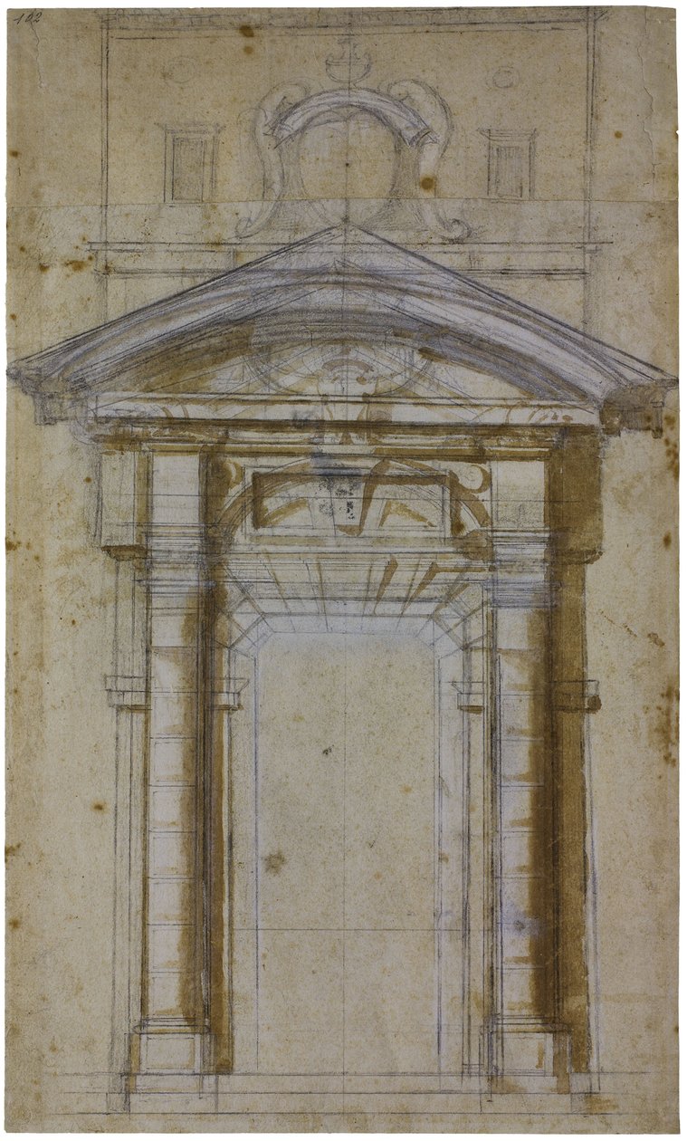 Studie til Porta Pia i Rom, ca 1561 af Michelangelo Buonarroti