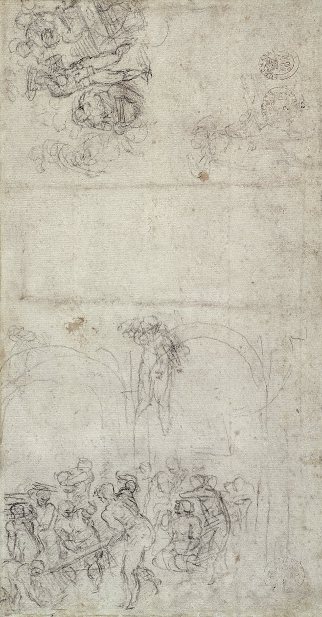 Study for The Last Judgment (pen og blyant på papir) (verso) af Michelangelo Buonarroti