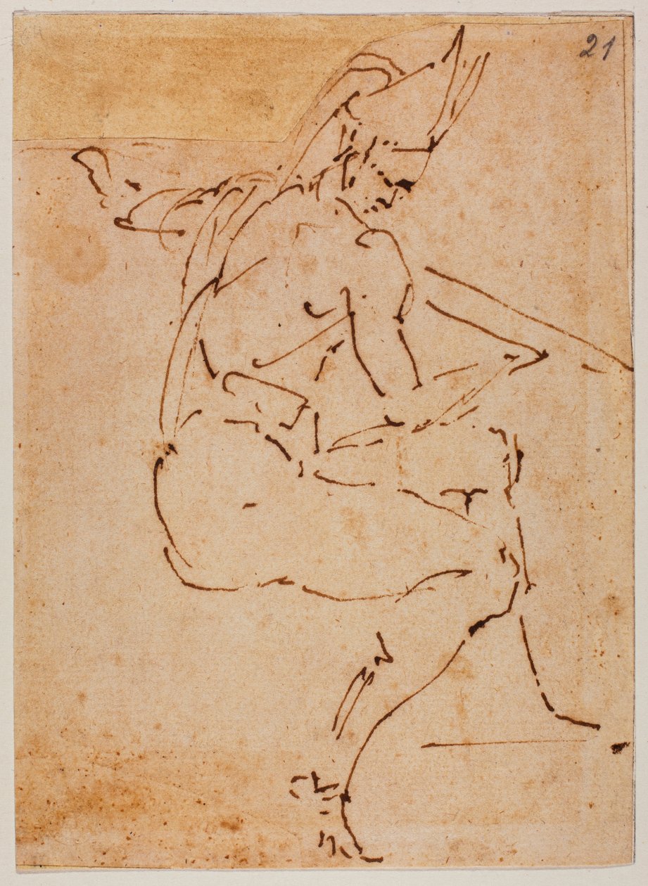 Studie til en siddende figur af Michelangelo Buonarroti