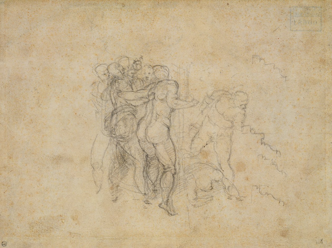 Studie til den sidste dom (grafit på papir) af Michelangelo Buonarroti