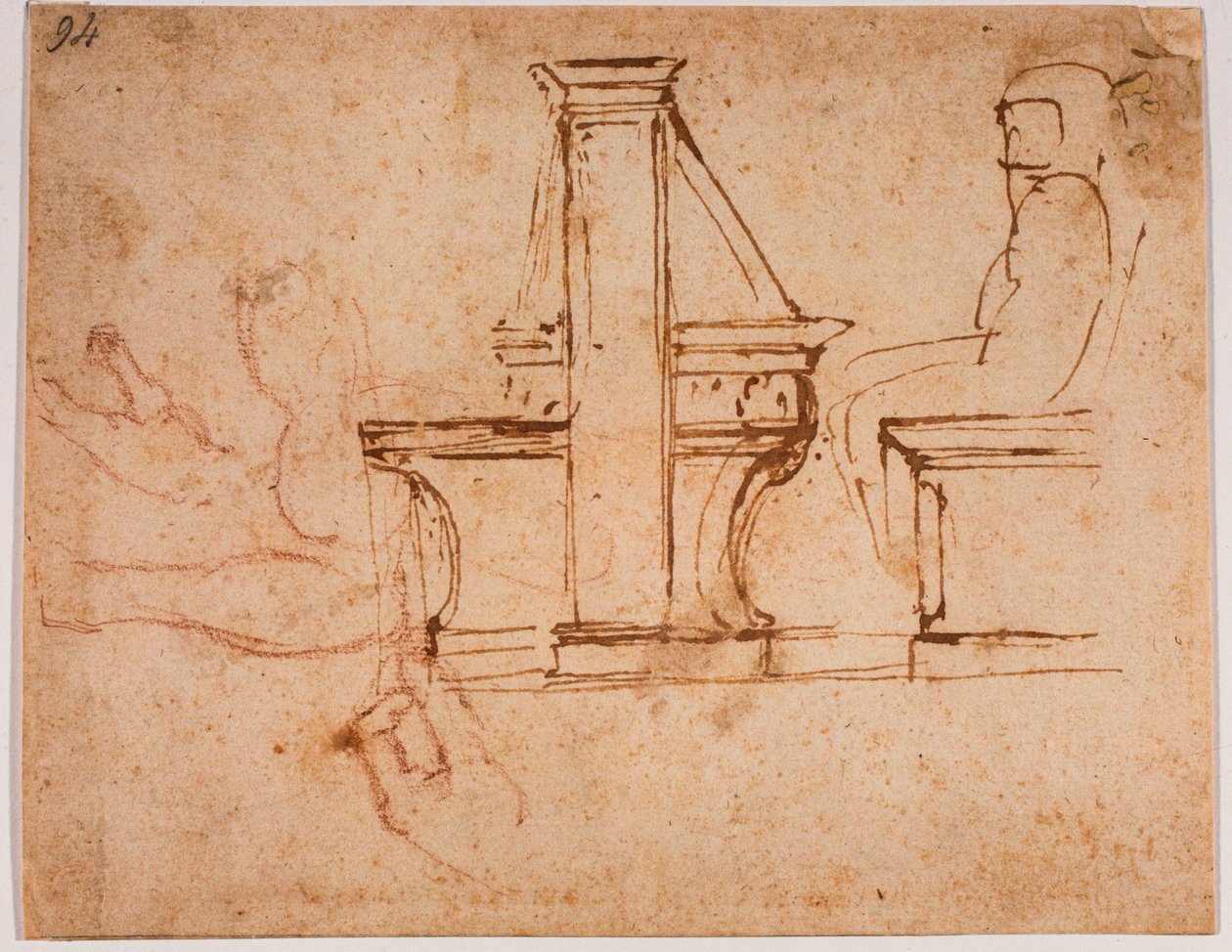 Studie til loftet i læsesalen på Laurentian Library af Michelangelo Buonarroti