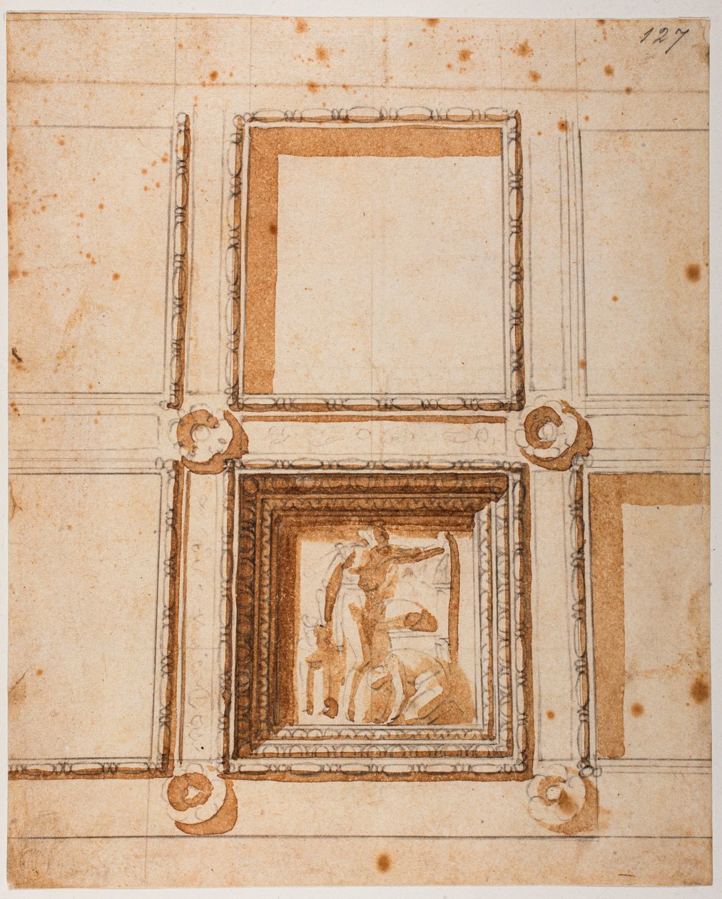 Undersøgelse af kuppeldekorationen til det nye sakristi af Michelangelo Buonarroti