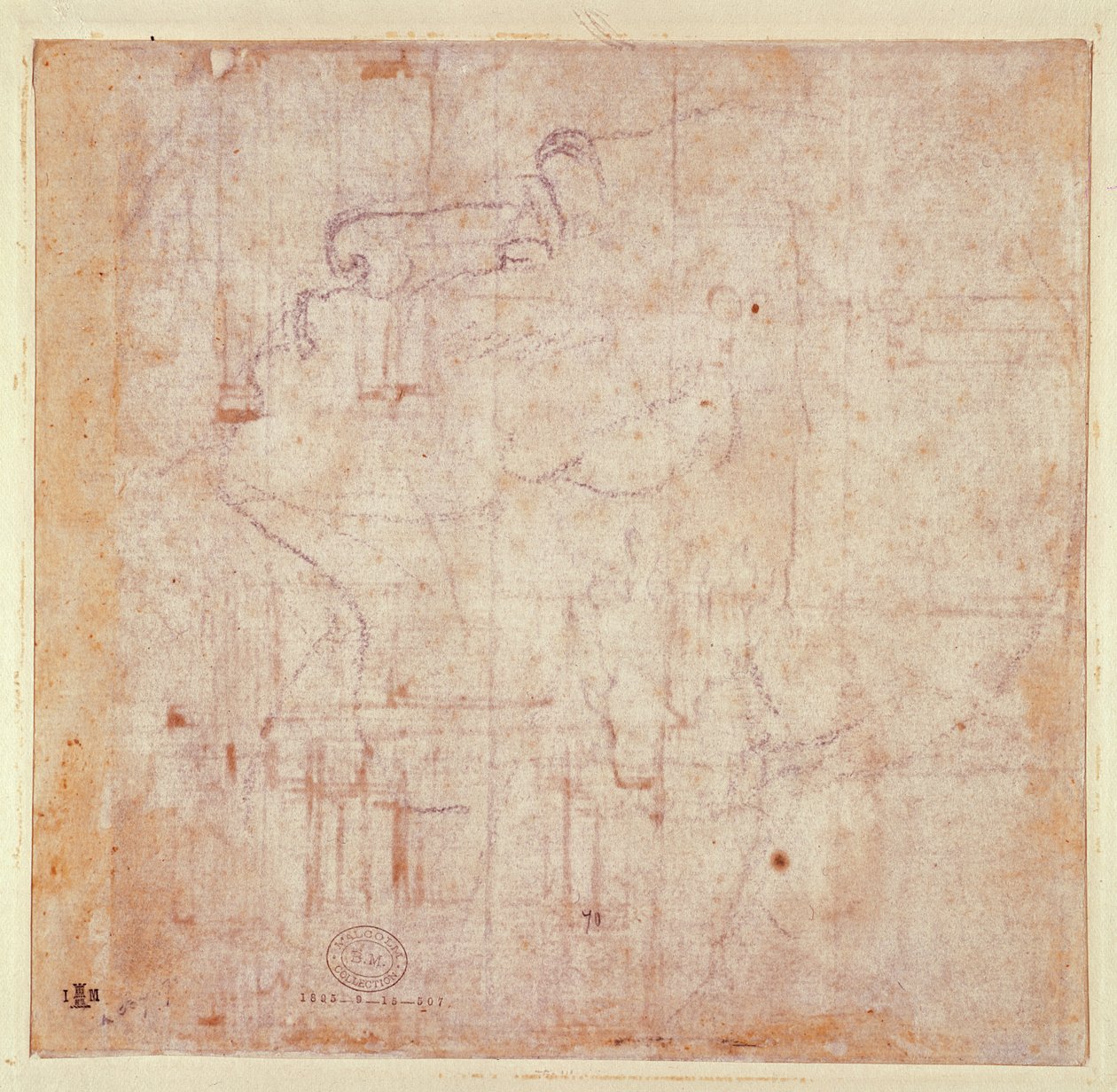 Study of a Head, 1525-26 (sort kridt på papir) (verso) (for recto se 191779) af Michelangelo Buonarroti