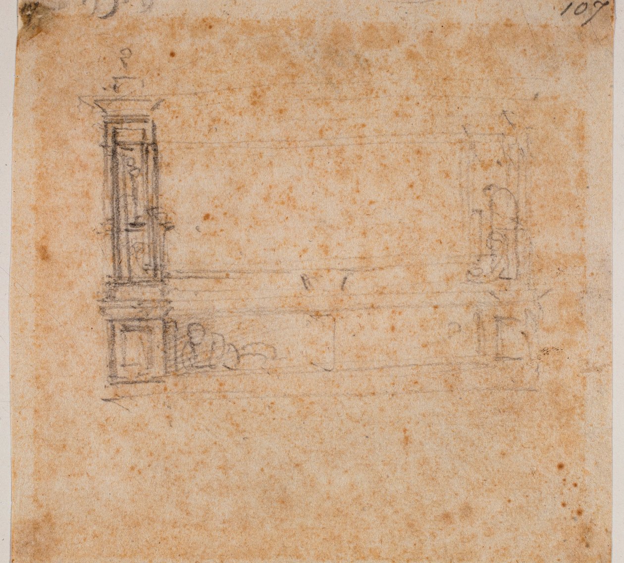 Undersøgelse af dobbelt gravvæg til det nye sakristi af Michelangelo Buonarroti