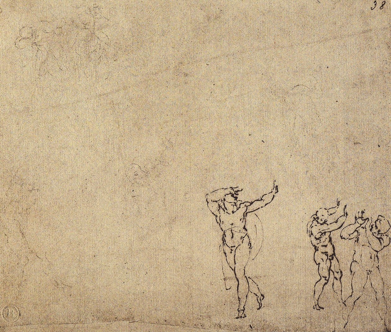Studie af nøgne figurer: tegning af Michelangelo. Casa Buonarroti, Firenze af Michelangelo Buonarroti