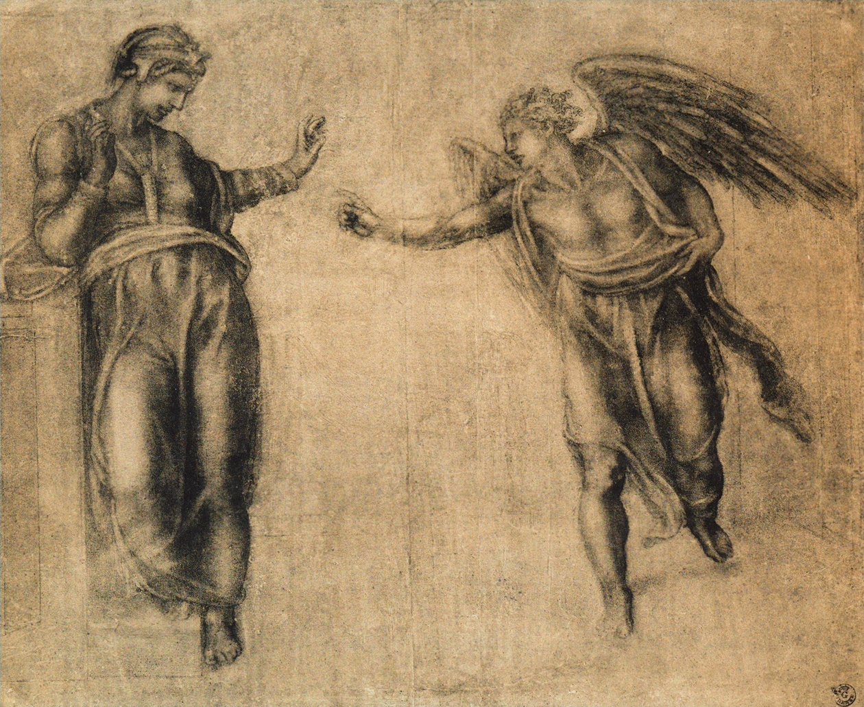Bebudelsen, tegning af Michelangelo. Gabinetto dei Disegni e delle Stampe, Uffiziernes Galleri, Firenze af Michelangelo Buonarroti