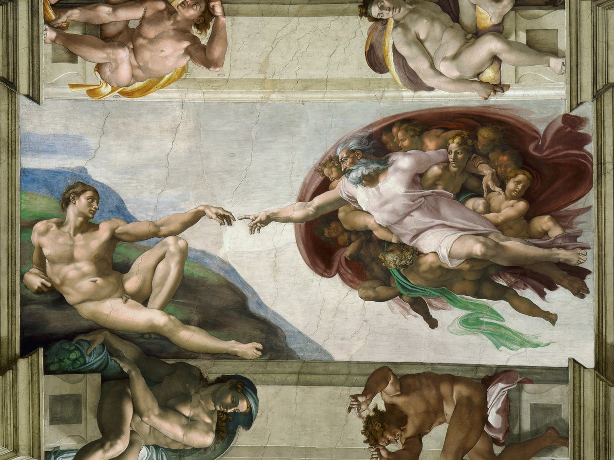 Skabelsen af Adams Sixtinske Kapel loft i Vatikanet, 1508-1512. af Michelangelo Buonarroti