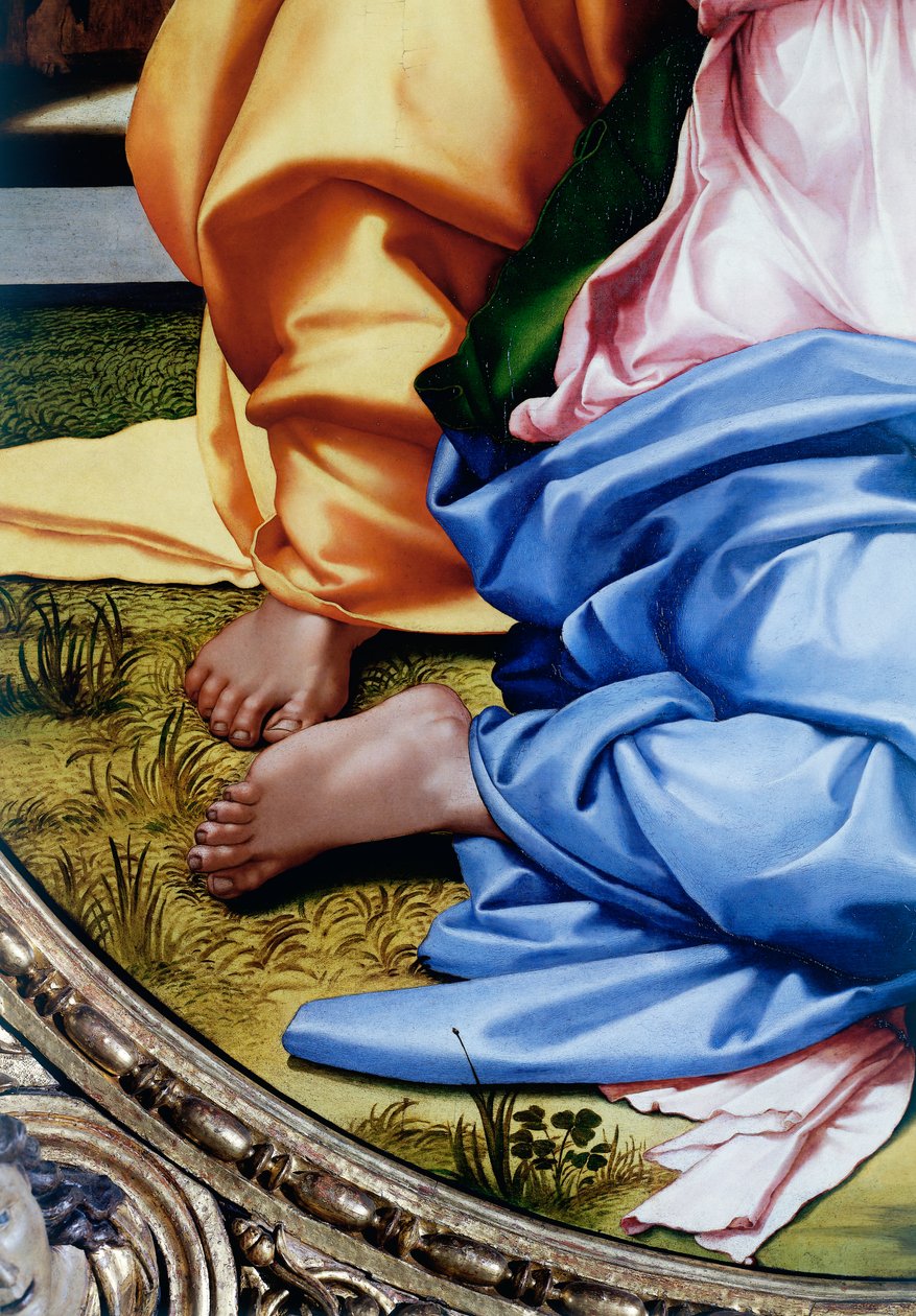 Den hellige familie eller Tondo Doni, detalje af fødderne af Michelangelo Buonarroti