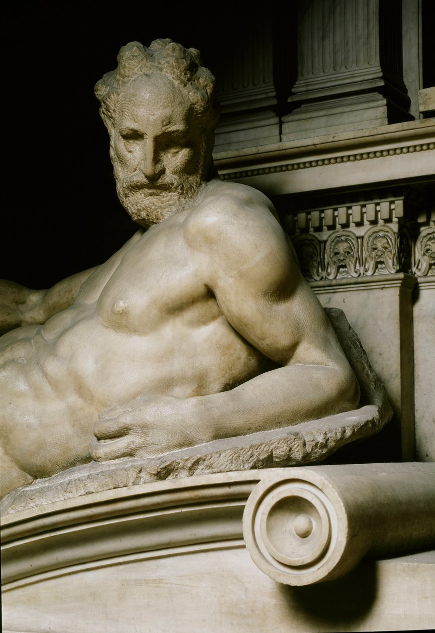Twilight-allegorien. Graven af Laurent II af Medicis. Marmorskulptur 1531 af Michelangelo Buonarroti