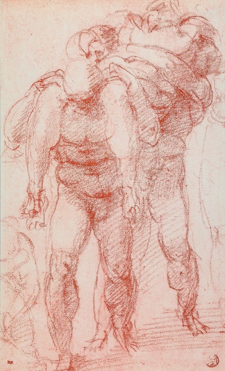 Tre mænd, der bærer et lig; tegning af Michelangelo. Louvre, Paris af Michelangelo Buonarroti