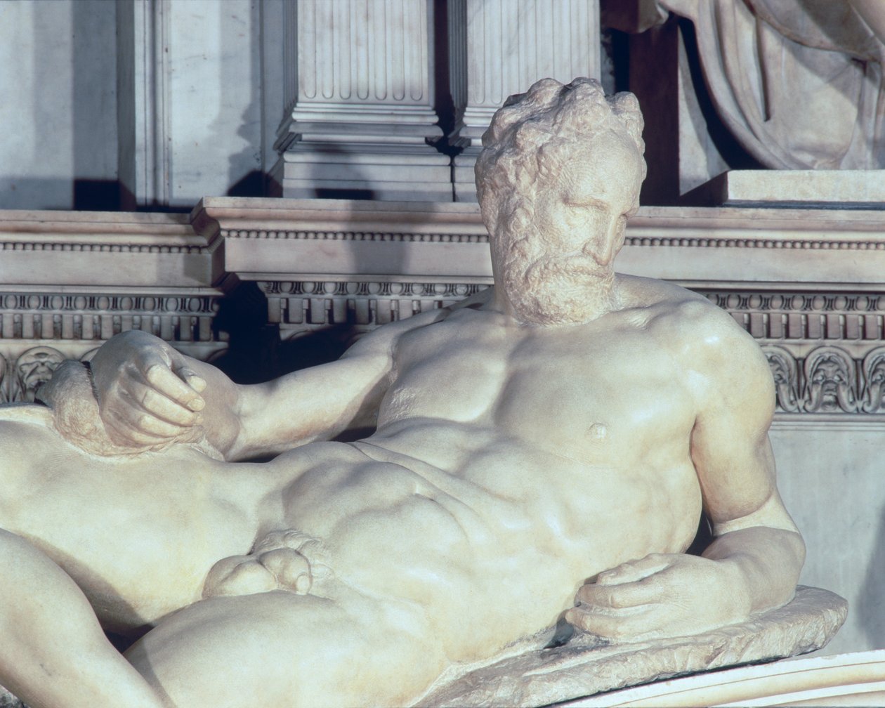 Lorenzo de Medicis grav, detalje af Dusk-marmor af Michelangelo Buonarroti