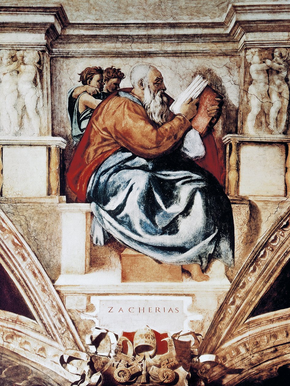 Zachariah, detalje fra loftet i Det Sixtinske Kapel af Michelangelo Buonarroti