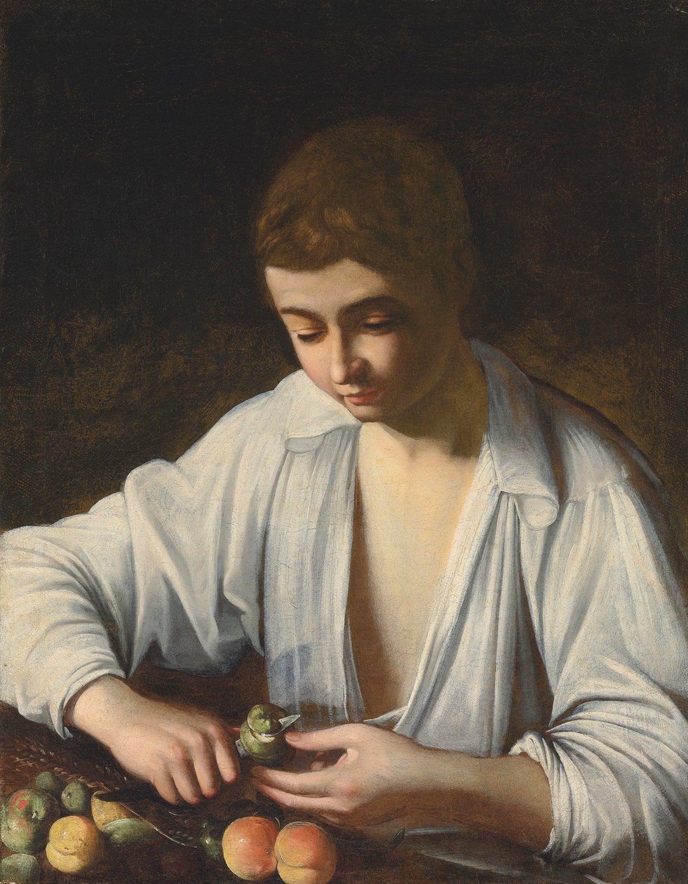 En dreng, der skræller frugt af Michelangelo Merisi Caravaggio