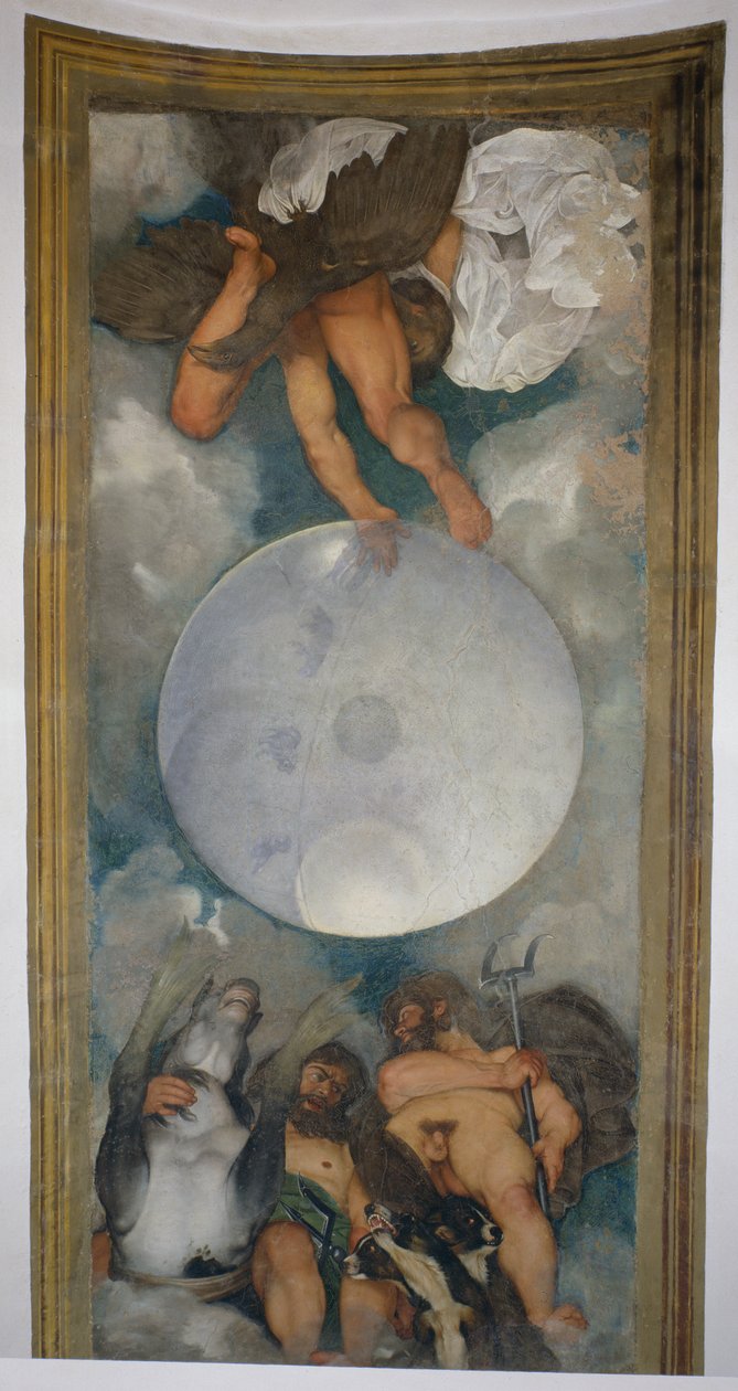 Allegory of the Elements, the Universe and the Zodiac Tegn, 1597 (olie på gips) (for detaljer se 107110) af Michelangelo Merisi Caravaggio