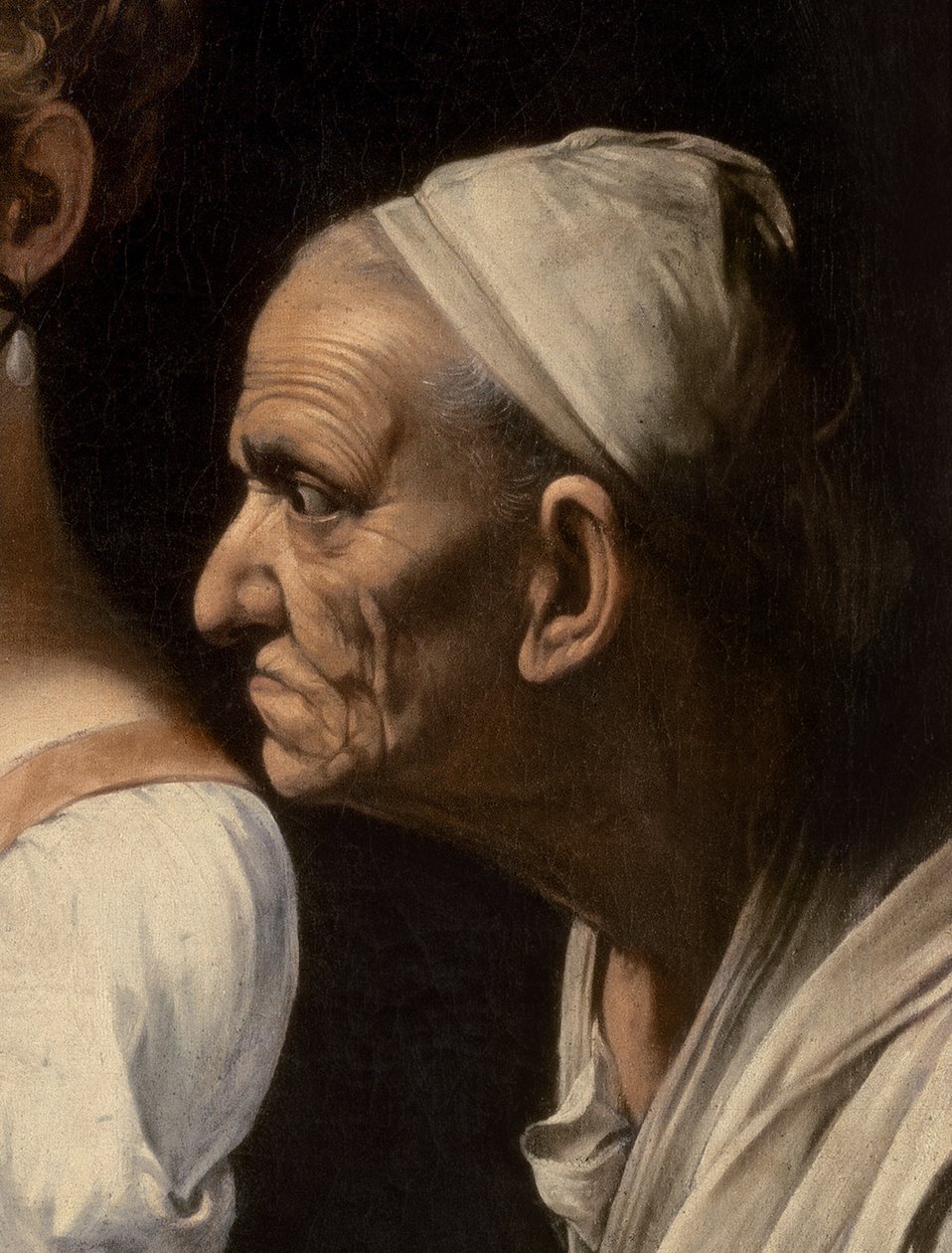 Detalje af tjener fra Judith og Holofernes, 1599 af Michelangelo Merisi Caravaggio