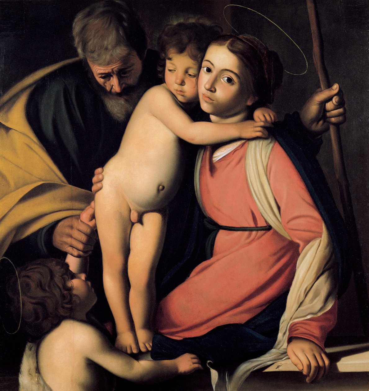 Den hellige familie med Johannes Døberen som dreng, begyndelsen af det 17. århundrede. af Michelangelo Merisi Caravaggio