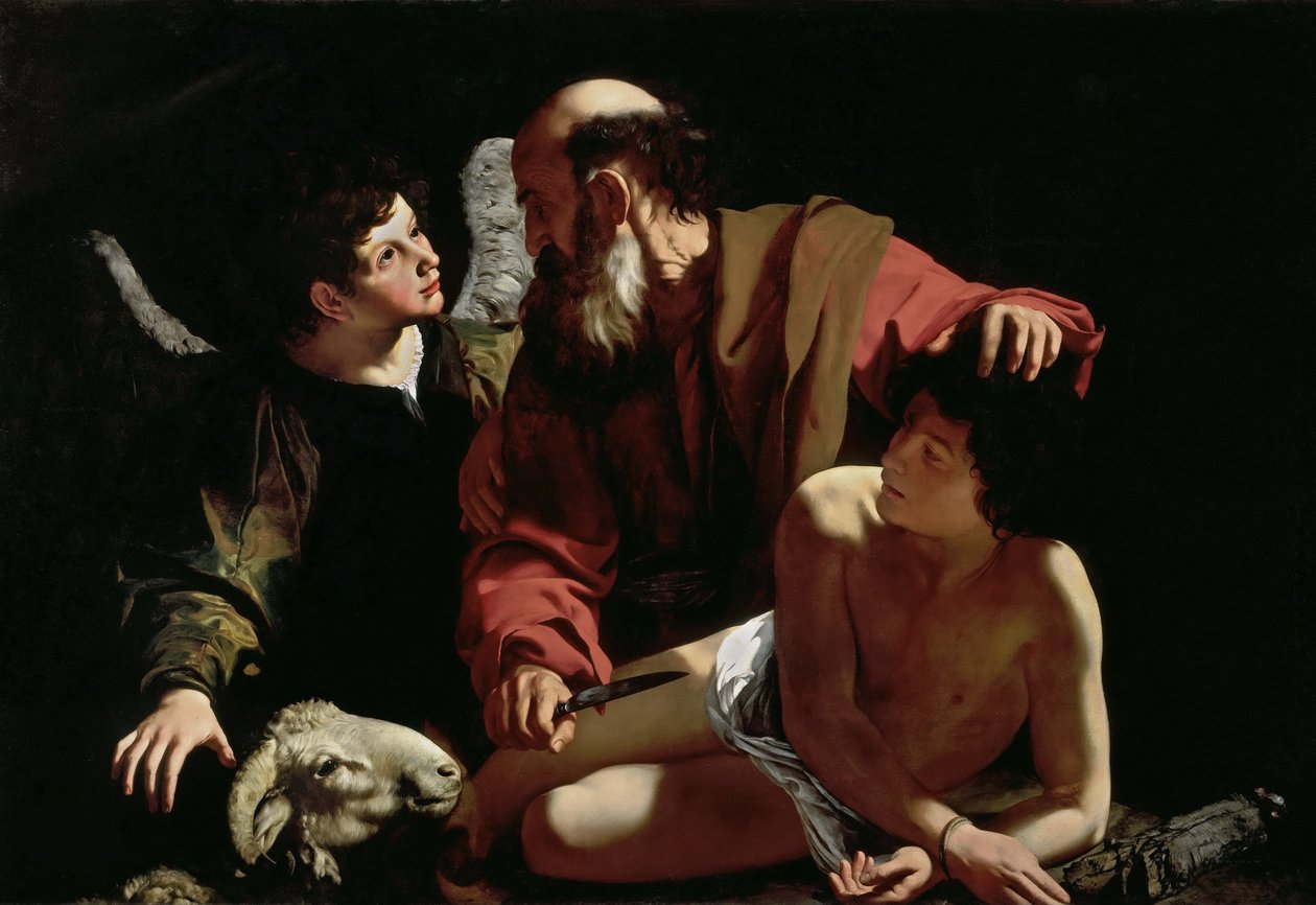 Abraham ofrer Isaac af Caravaggio, Michelangelo (1571-1610). Olie på lærred, ca 1597-1599, Mål: 116x173. Barbara Piasecka Johnson Collection af Michelangelo Merisi da Caravaggio