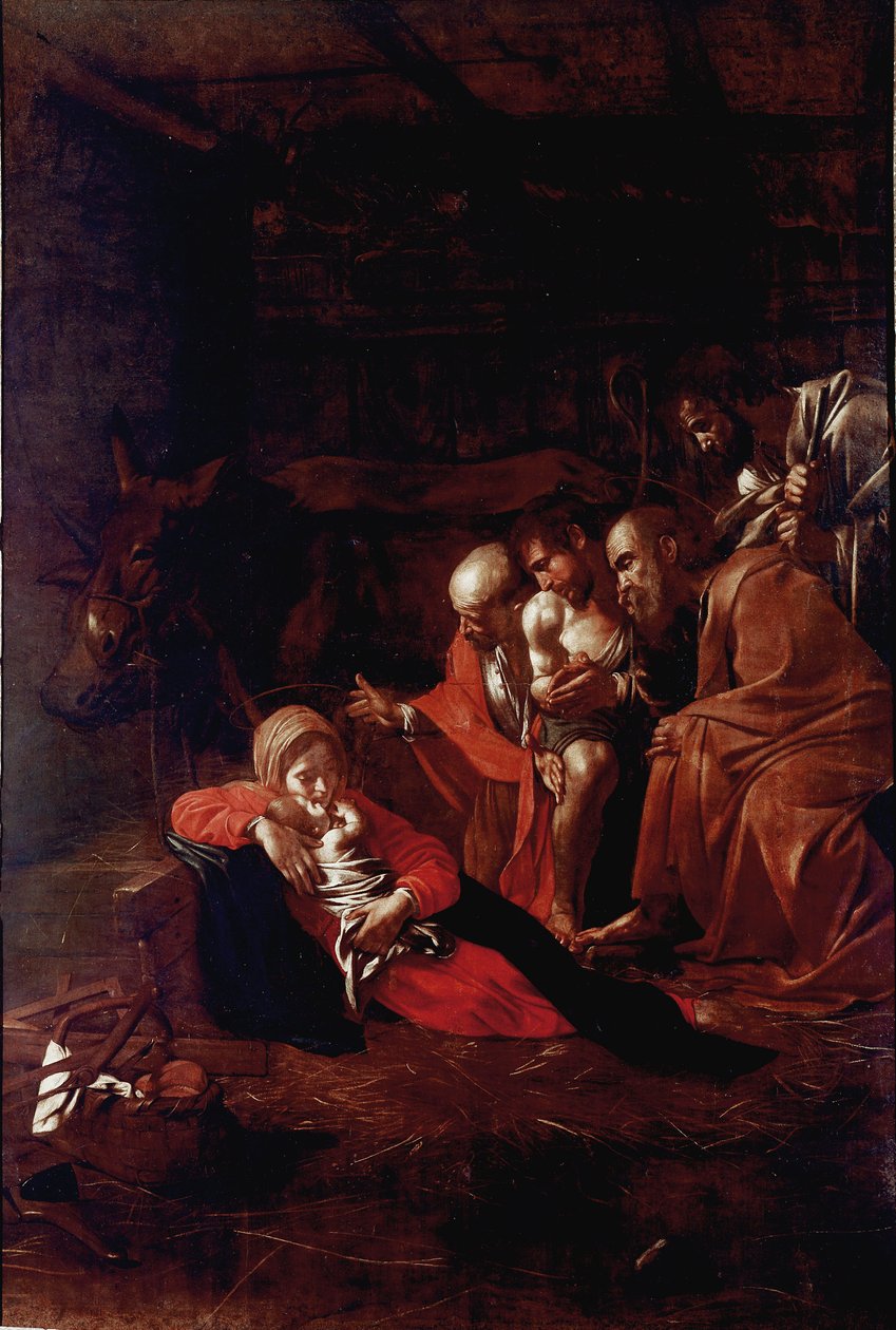 Tilbedelse af Magi-maleriet af Michelangelo Merisi dit Il Caravaggio af Michelangelo Merisi da Caravaggio