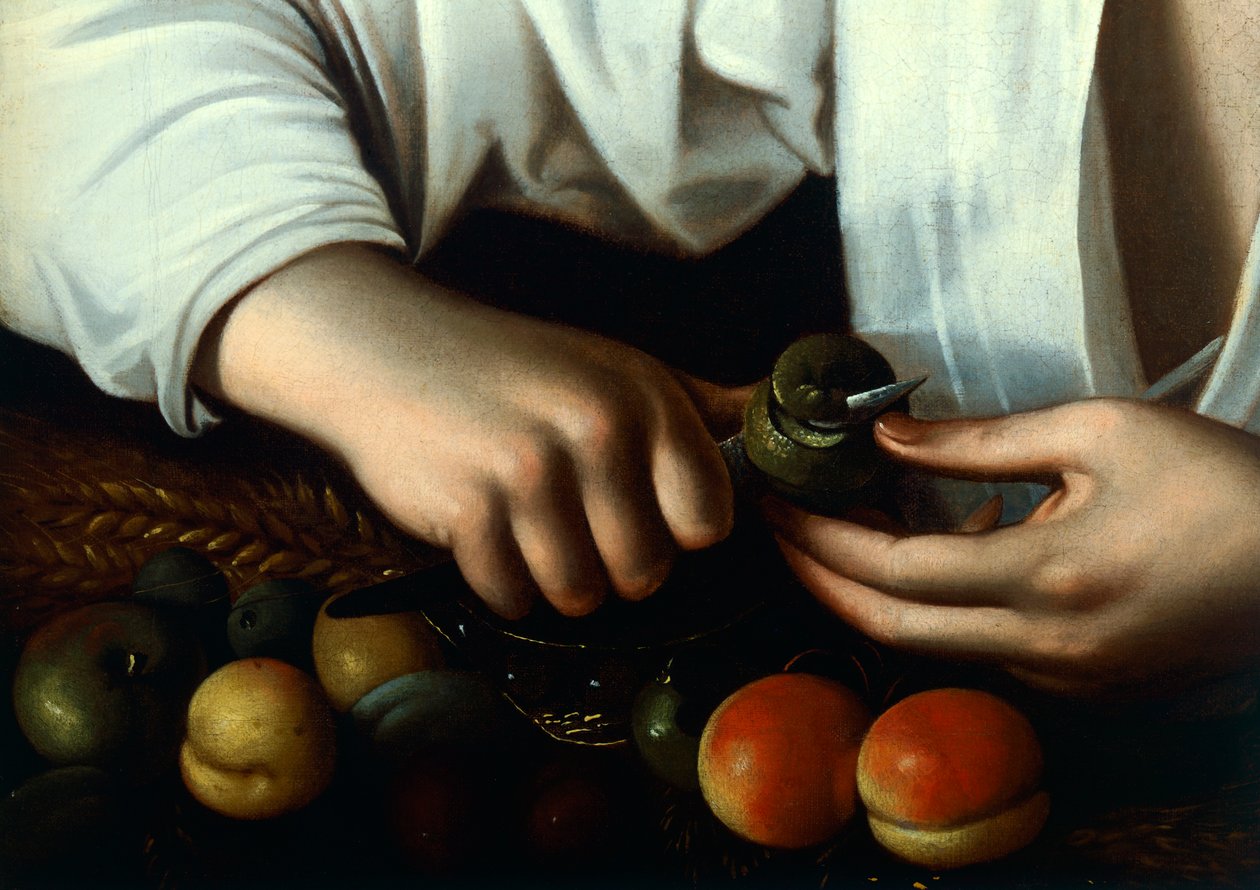 Boy Peeling Frugt, detalje af Michelangelo Merisi da Caravaggio