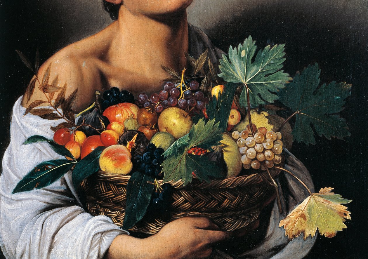 Dreng med en kurv med frugt, detalje af Michelangelo Merisi da Caravaggio
