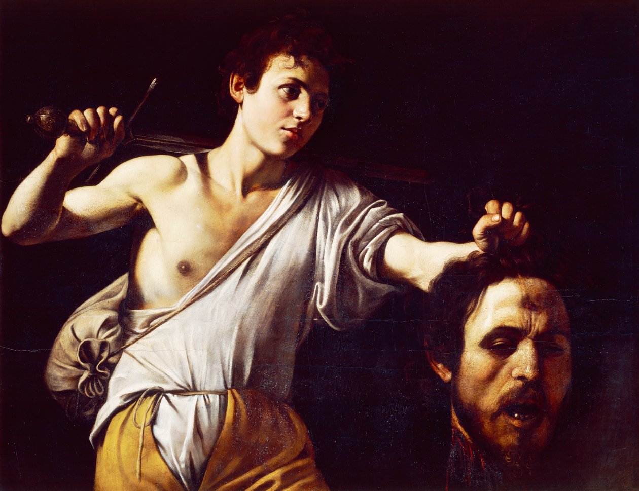 David med hovedet af Goliath af Michelangelo Merisi, kendt som Caravaggio (1571-1610), Olie på lærred, 90,5 x 116,5 cm af Michelangelo Merisi da Caravaggio
