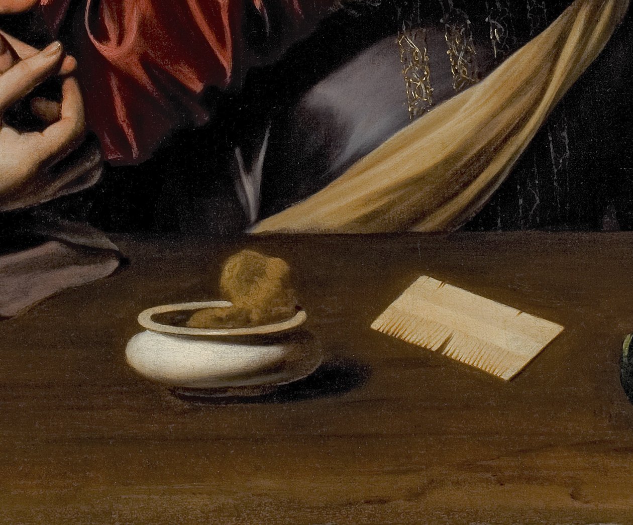 Detalje af The Conversion of the Magdalene, ca. 1598 (olie og tempera på lærred) af Michelangelo Merisi da Caravaggio