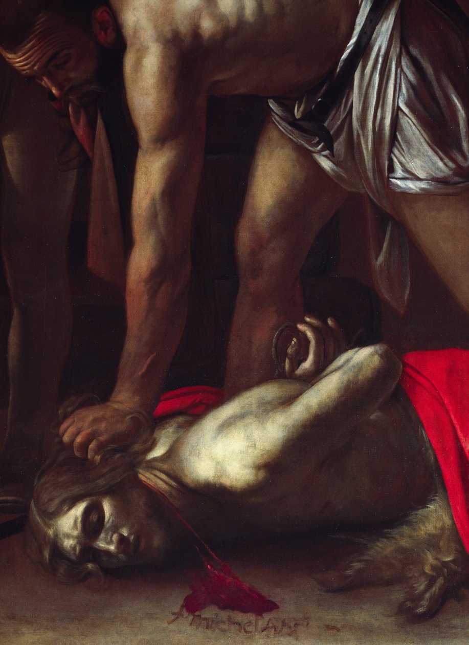 Detalje af: "Dekollationen af Johannes Døberen af Michelangelo Merisi da Caravaggio