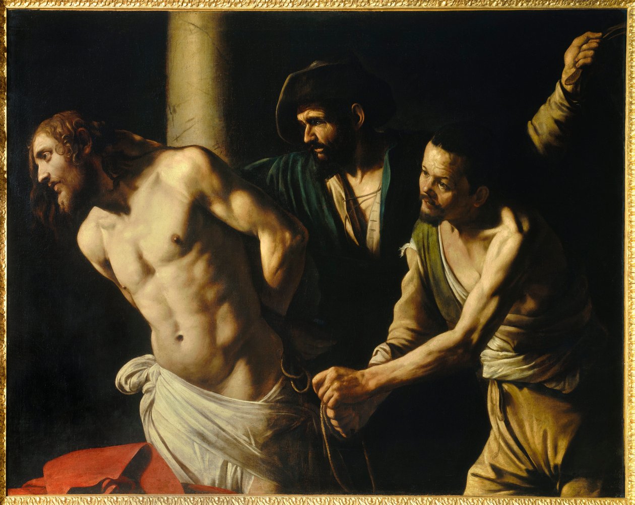Flagellation of Christ har søjle Maleri af Michelangelo Merisi kaldet The Caravaggio eller il Caravaggio (1571-1610) 1607 Sun. 1,34x1,75 m Rouen, Museum of Fine Arts af Michelangelo Merisi da Caravaggio