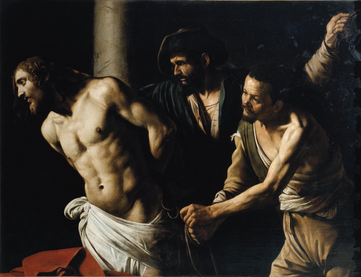 Kristi flagellering eller piskingen ved søjlen (olie på lærred af Michelangelo Merisi da Caravaggio