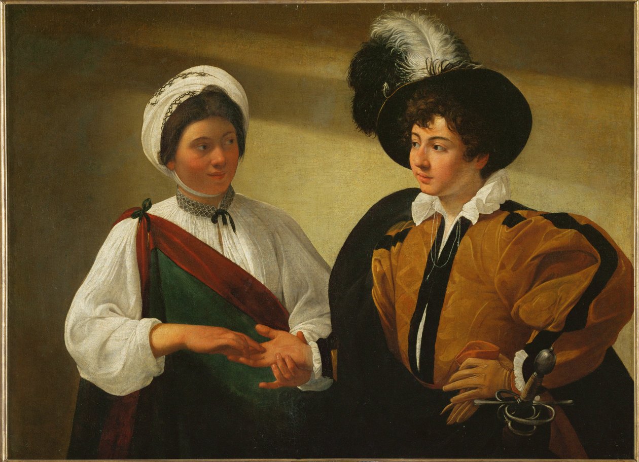 La diseuse de bonne aventure - Spåkonen ... af Michelangelo Merisi da Caravaggio