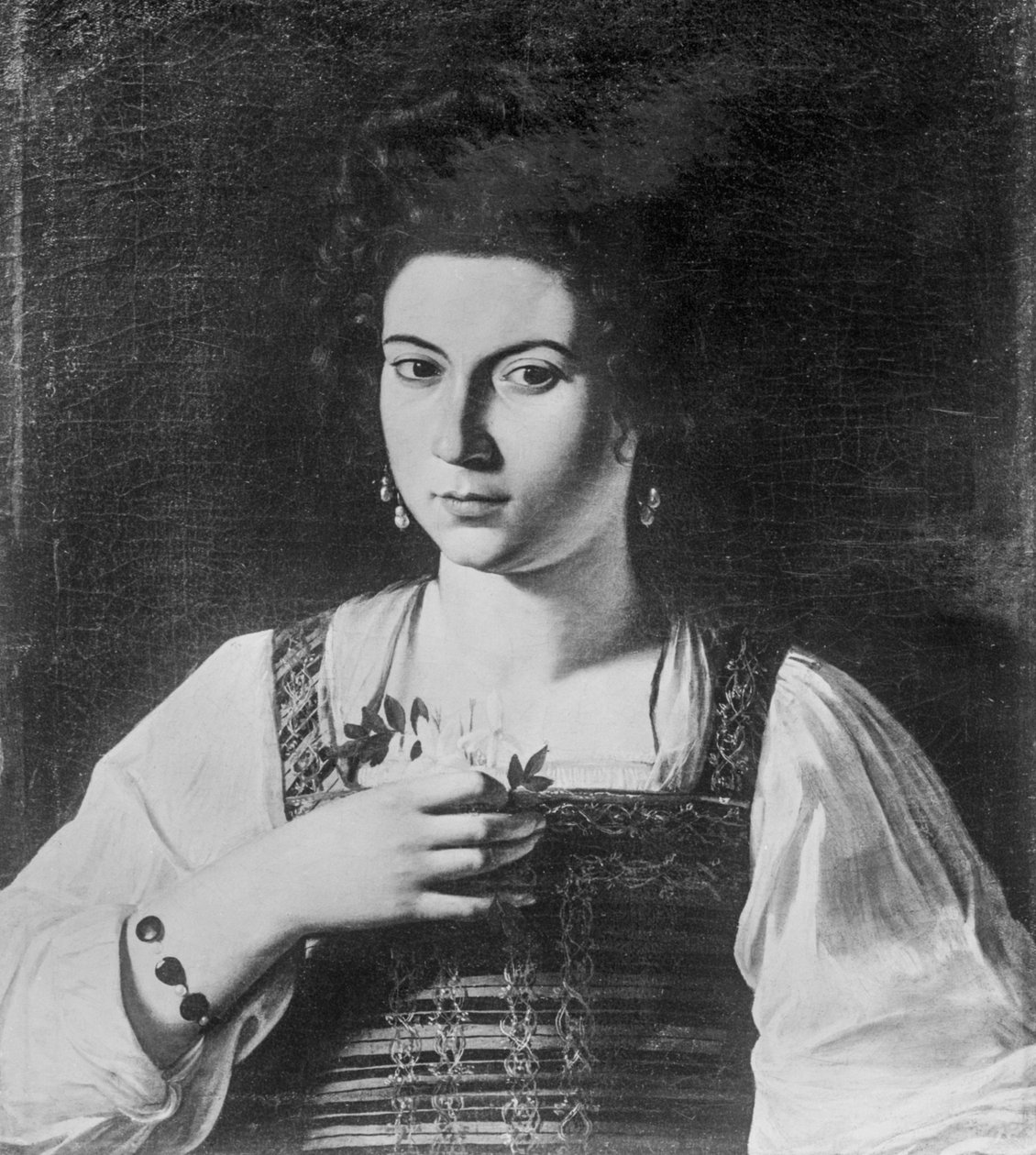 Portrait of a Courtesan (også kendt som Portrait of Fillide) (ødelagt kunstværk), ca. 1590 (olie på lærred) af Michelangelo Merisi da Caravaggio