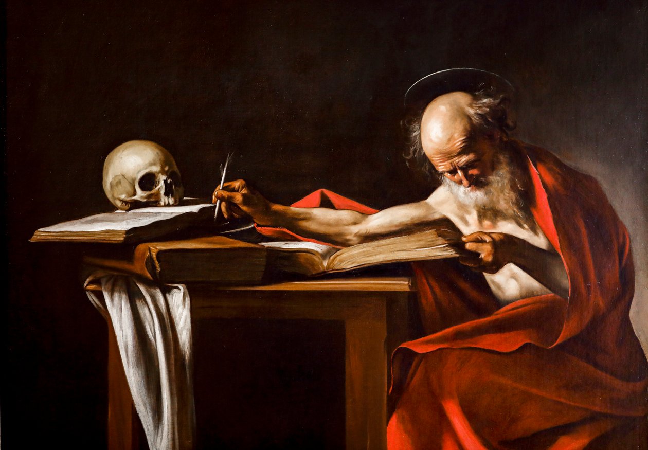 Saint Girolamo 1605 - 1606, Olie på lærred. af Michelangelo Merisi da Caravaggio