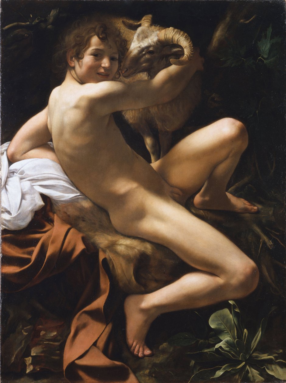 Sankt Jean Baptiste. Peinture barok af Michelangelo Merisi kendt som Caravaggio (Le Caravage) af Michelangelo Merisi da Caravaggio
