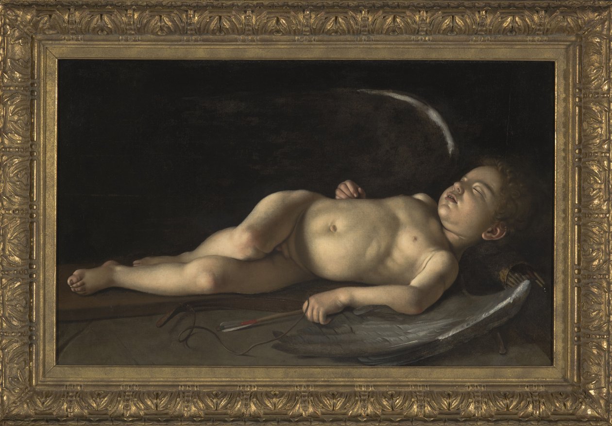 Sovende Amor (olie på lærred) af Michelangelo Merisi da Caravaggio
