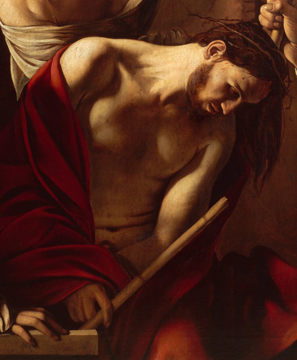 The Crowning with Thorns (detalje), ca. 1603 (olie på lærred) af Michelangelo Merisi da Caravaggio