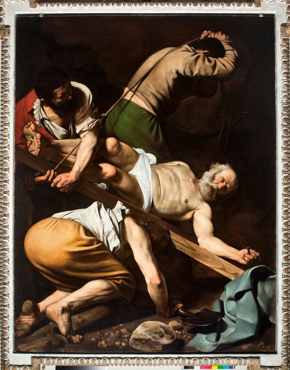 The Martyrium of St Peter (Martyrium of St Peter) Maleri af Michelangelo Merisi da Caravaggio dit The Caravaggio (1571-1610) 1600-1601 Dim 230x175 cm Chiesa di Santa Maria del Popolo (Kirken Santa Maria del Popolo), Cappella Cerasi Rom af Michelangelo Merisi da Caravaggio