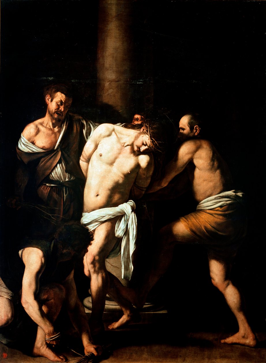 The pisking of Christ Maleri af Michelangelo Merisi kaldet The Caravaggio or il Caravaggio (1571-1610) 1607-1610 Søn. 2,86x2,13 m Napoli, Nationalmuseet i Capodimonte af Michelangelo Merisi da Caravaggio