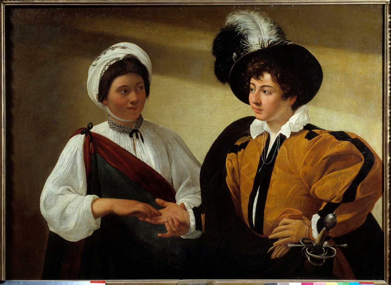 Spåkonen Maleri af Michelangelo Merisi da Caravaggio kaldet Le Caravaggio (ca. 1571-1610) Søn.0,99x1,31 m. af Michelangelo Merisi da Caravaggio