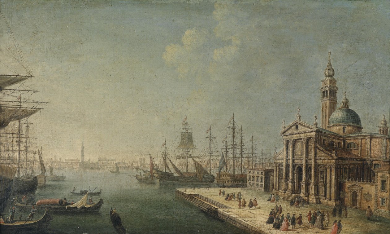 En udsigt over Bacino di San Marco fra kirken og øen San Giorgio Maggiore af Michele Marieschi
