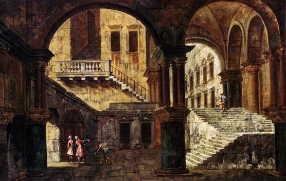 Trappe i et palads af Michele Marieschi