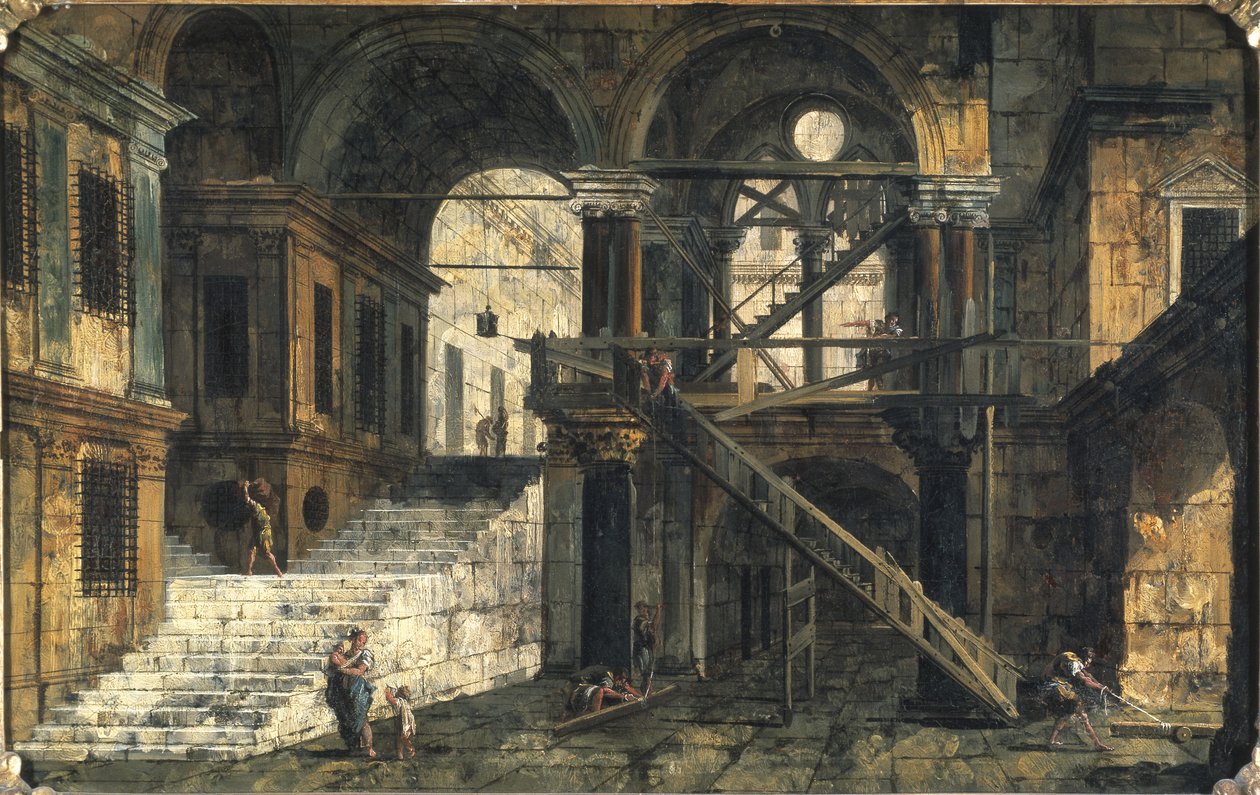Trappeopgang i et renæssancehus, ca. 1741-42 af Michele Marieschi