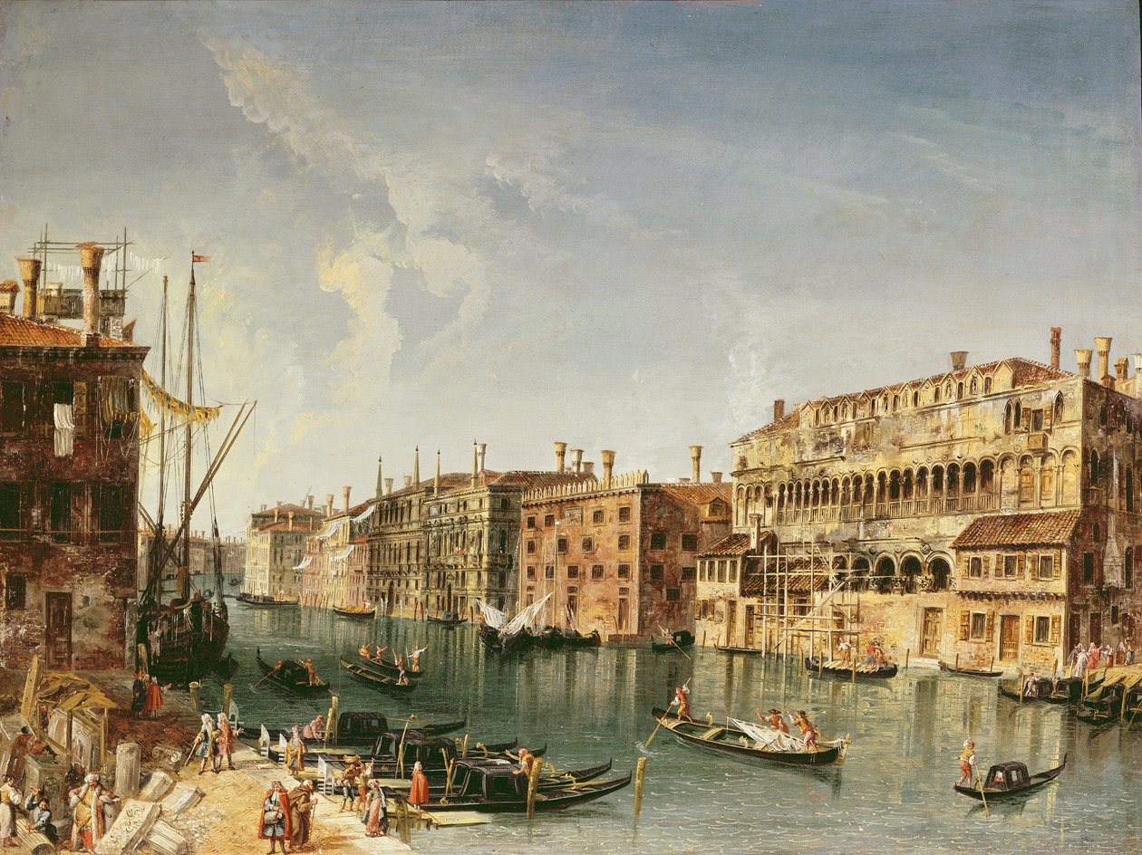 Venedig, Canal Grande og Fondaco dei Turchi af Michele Marieschi