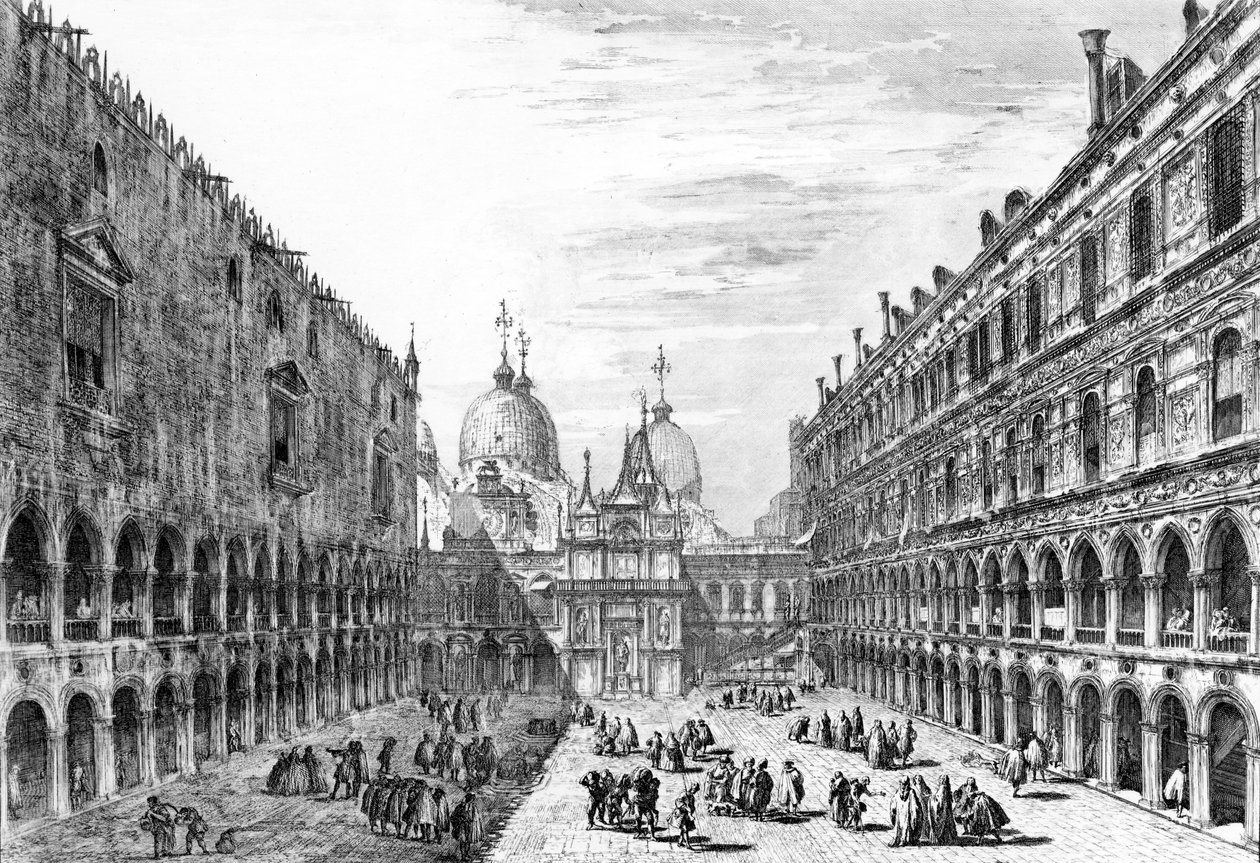 Udsigt over San Marco, Venedig fra gården til Palazzo Ducale, 1741 af Michele Marieschi