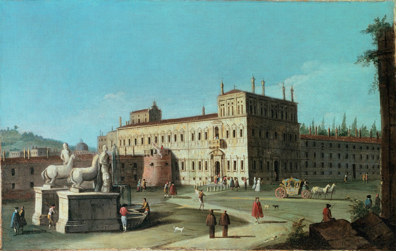 Udsigt over Palazzo del Quirinale, Rom af Michele Marieschi