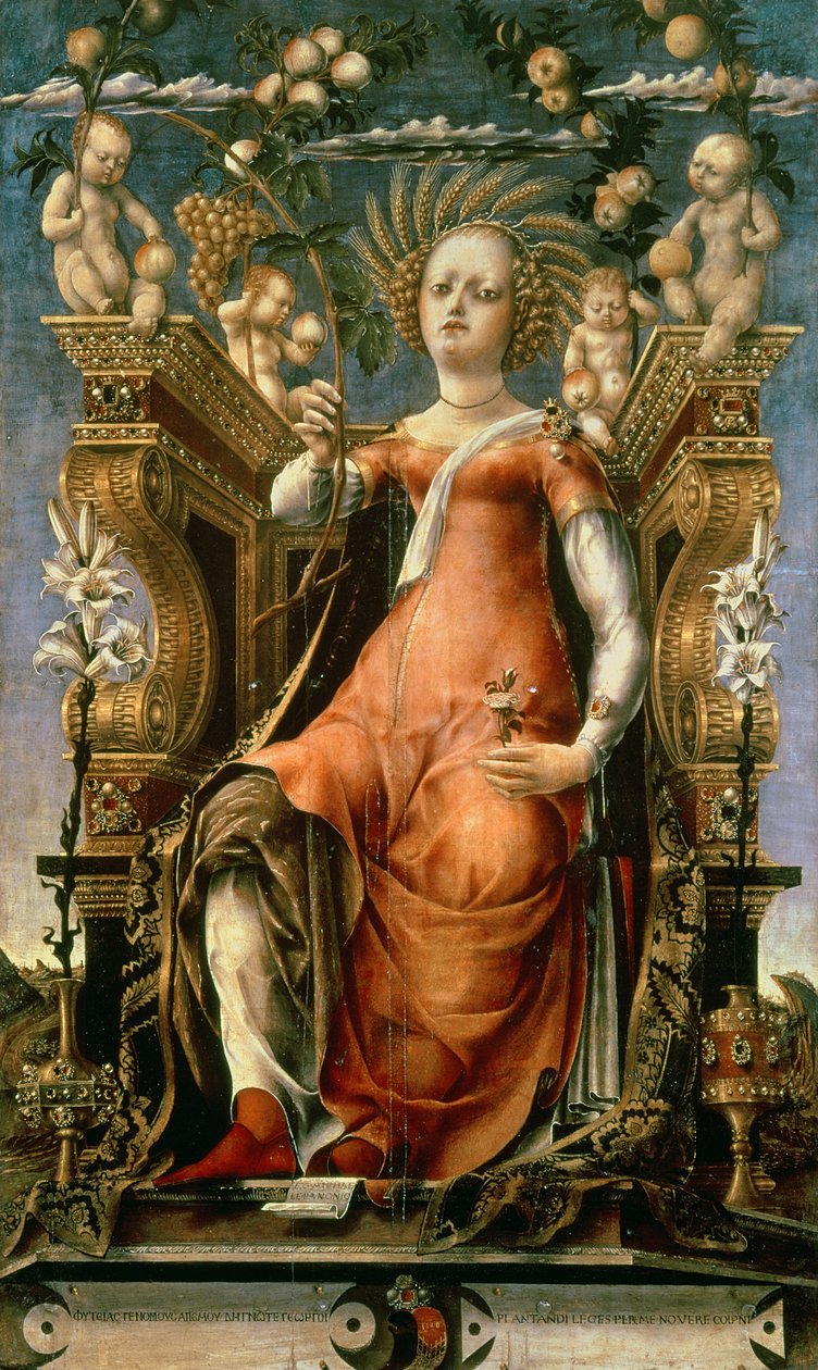The Muse Thalia (Ceres Enthroned) (olie, tempera, træ) af Michele Pannonio
