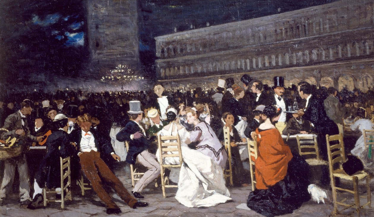En cafe på Piazza San Marco, af Michele Cammarano af Michele Cammarano